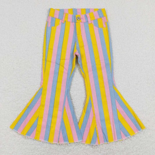 Easter day blue yellow pink stripes jeans bell bottoms