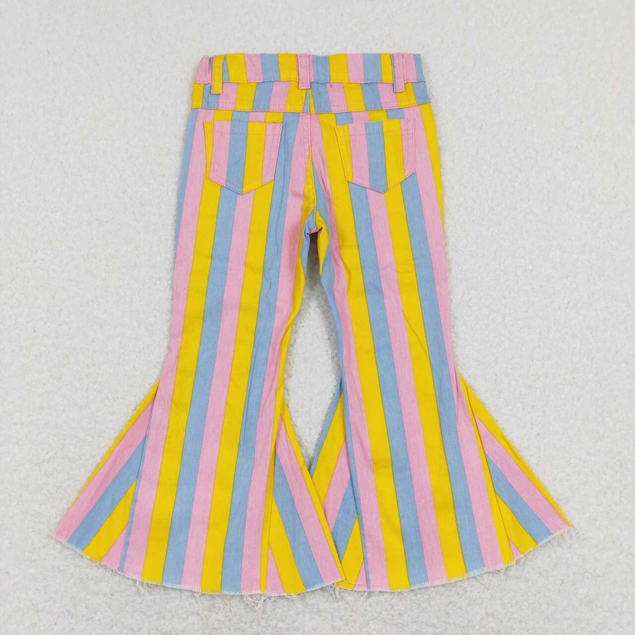 Easter day blue yellow pink stripes jeans bell bottoms