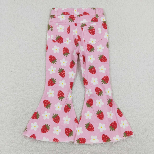 cute strawberry jeans bell bottoms