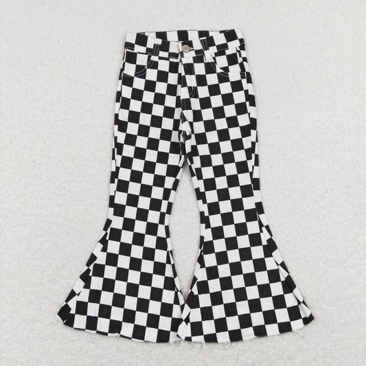 black checkered jeans bell  bottoms pants
