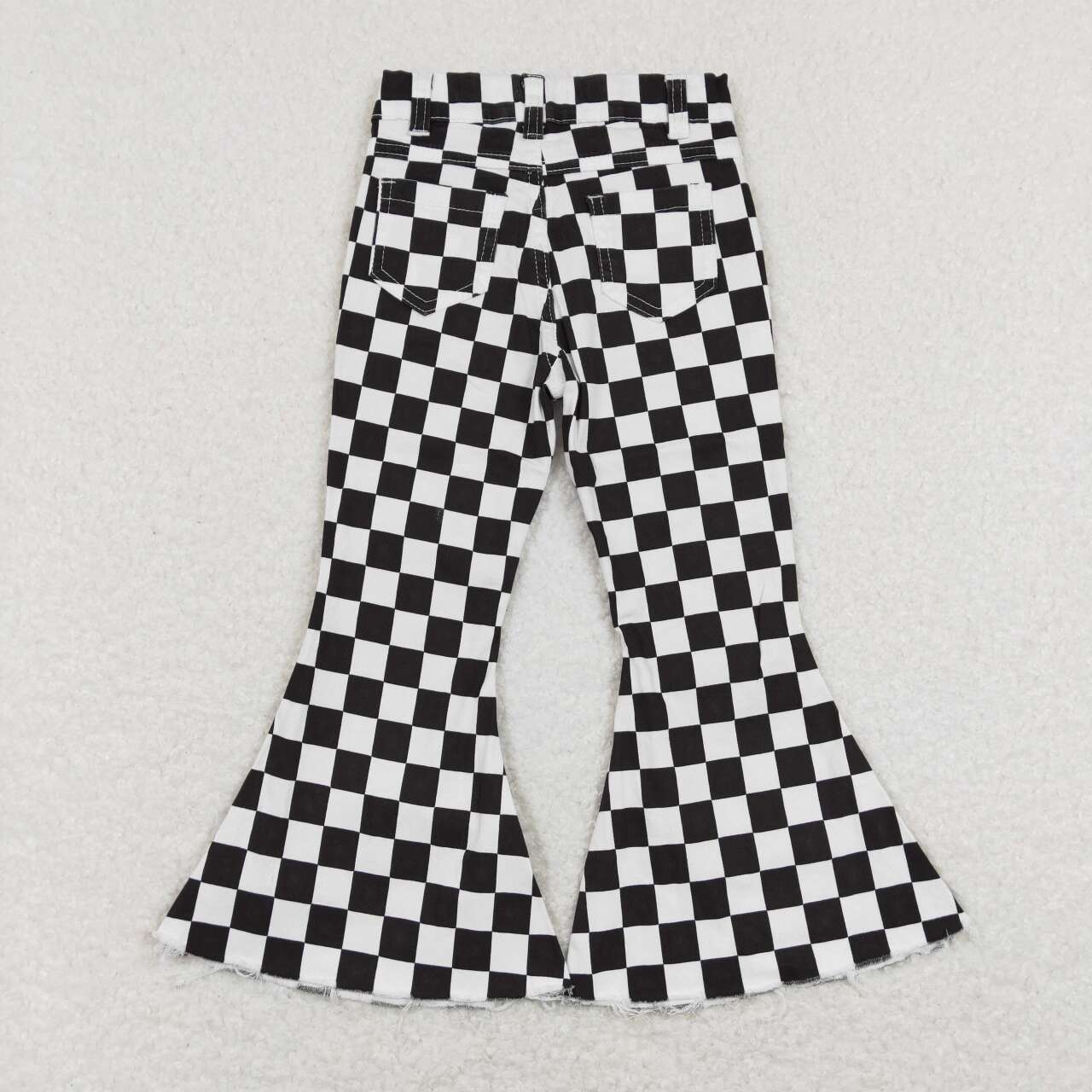 black checkered jeans bell  bottoms pants