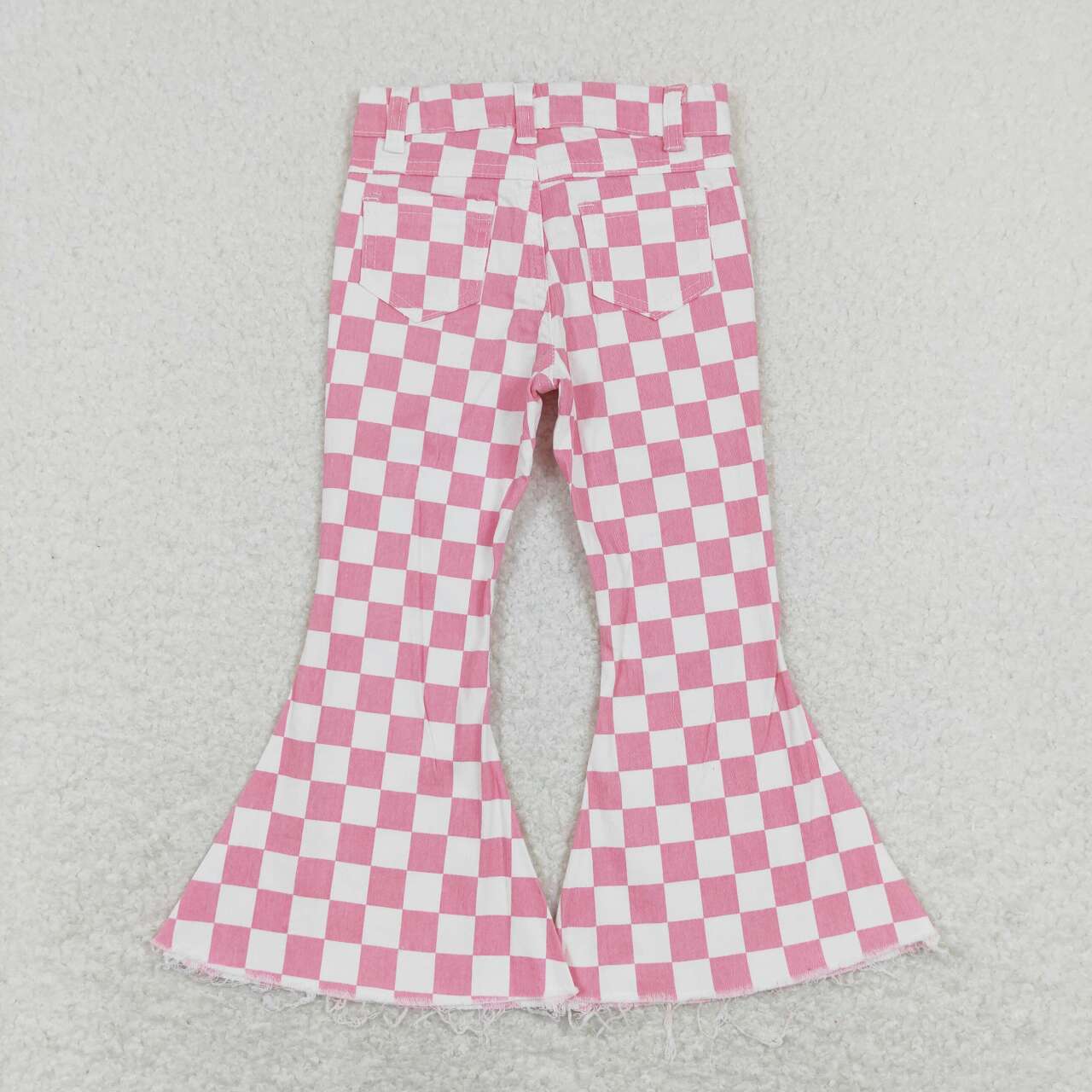 pink checkered jeans bell  bottoms pants