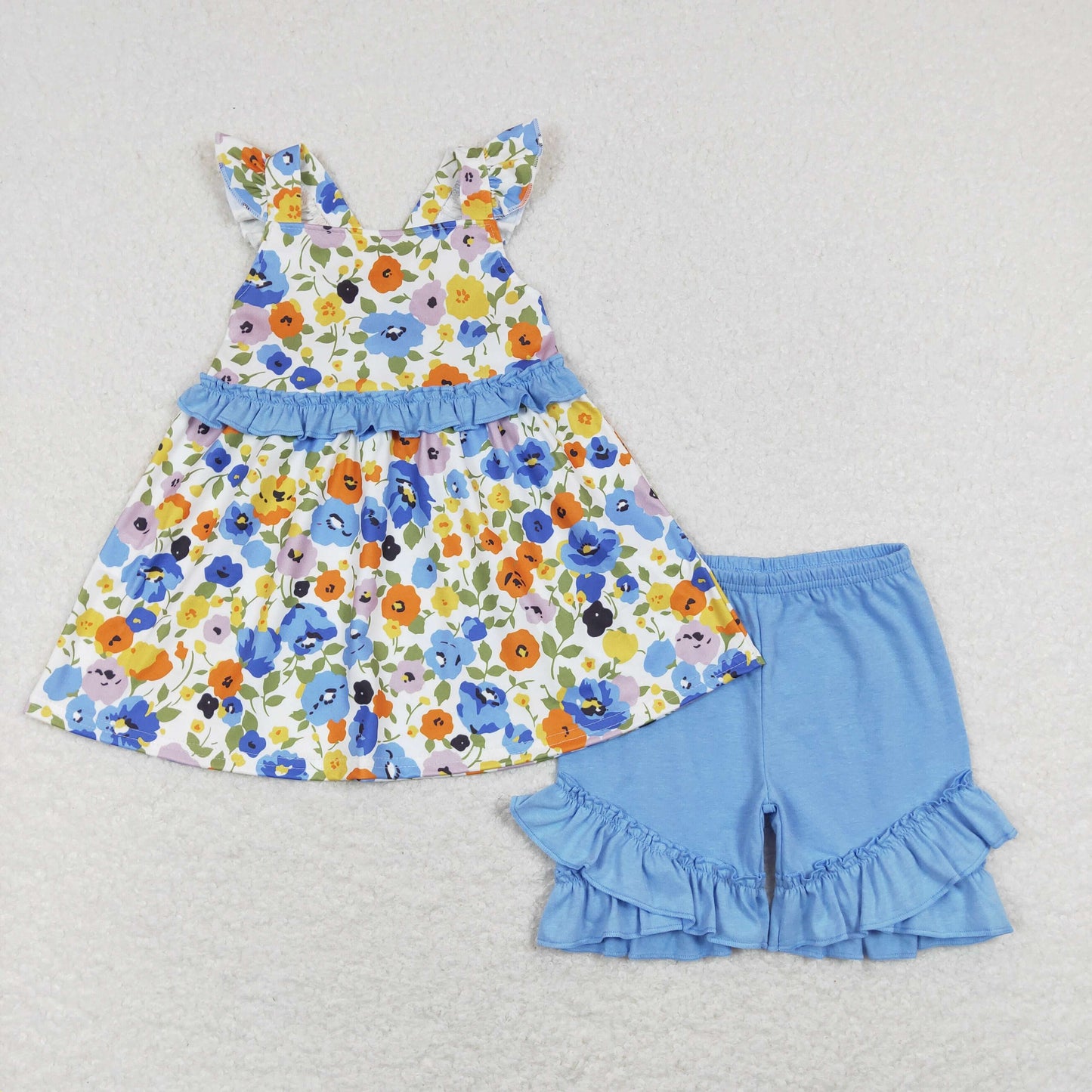 wholesale girls floral boutique summer clothing set