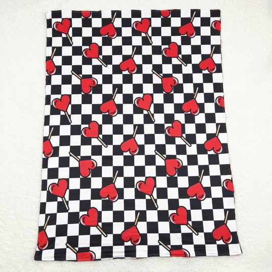 valentines day heart black checkered blanket