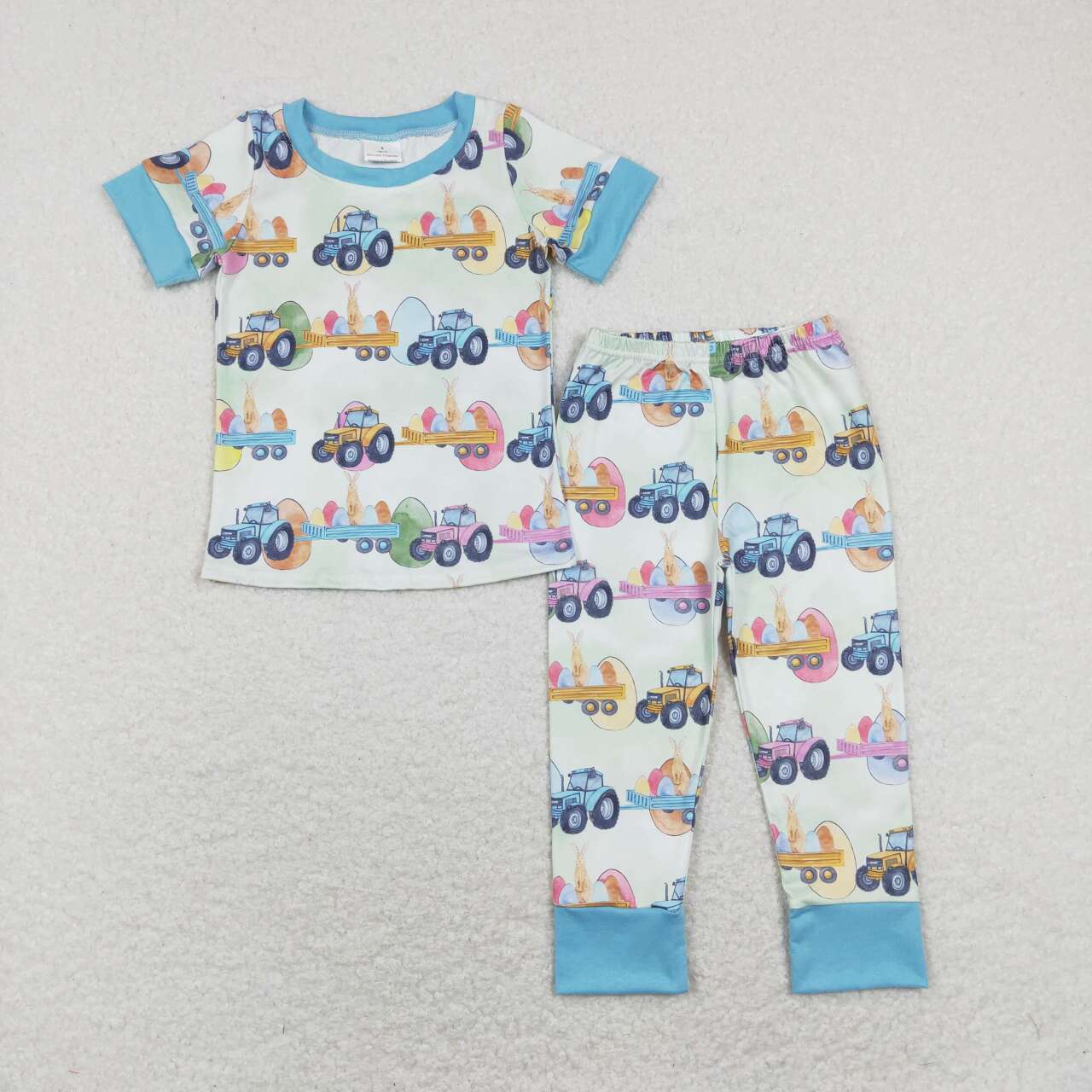 baby boy short sleeve easter egg tractor clothing set