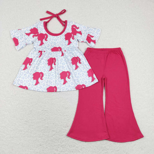 pink doll tunic top hot pink bell bottoms clothing