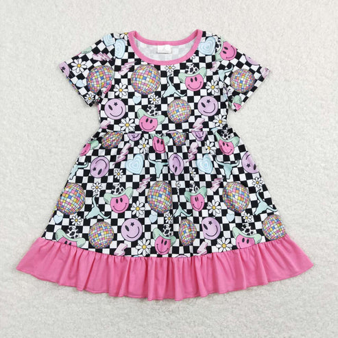 best sister smile face disco black checkered matching outfit