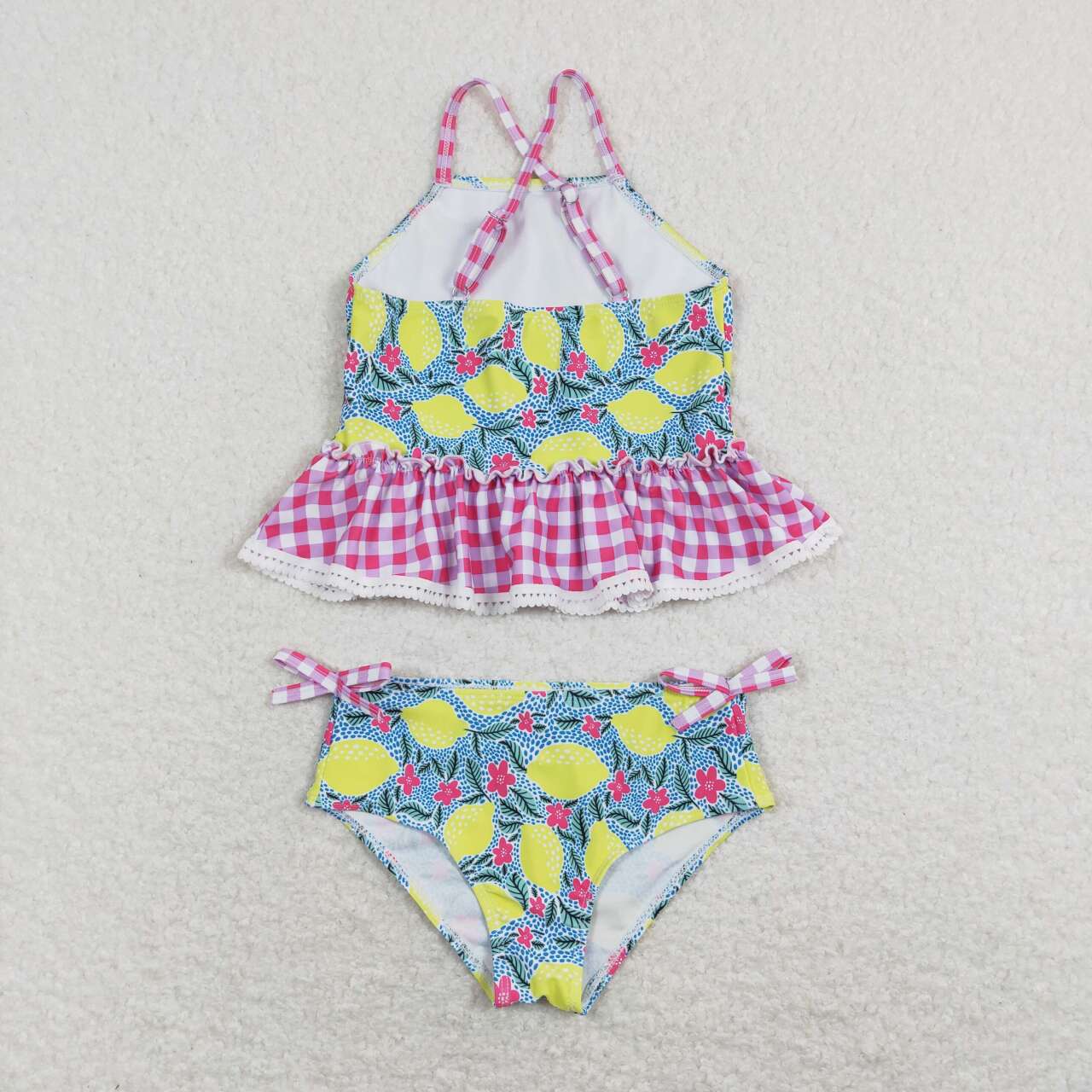 children girls two pieces lemon bathing suit