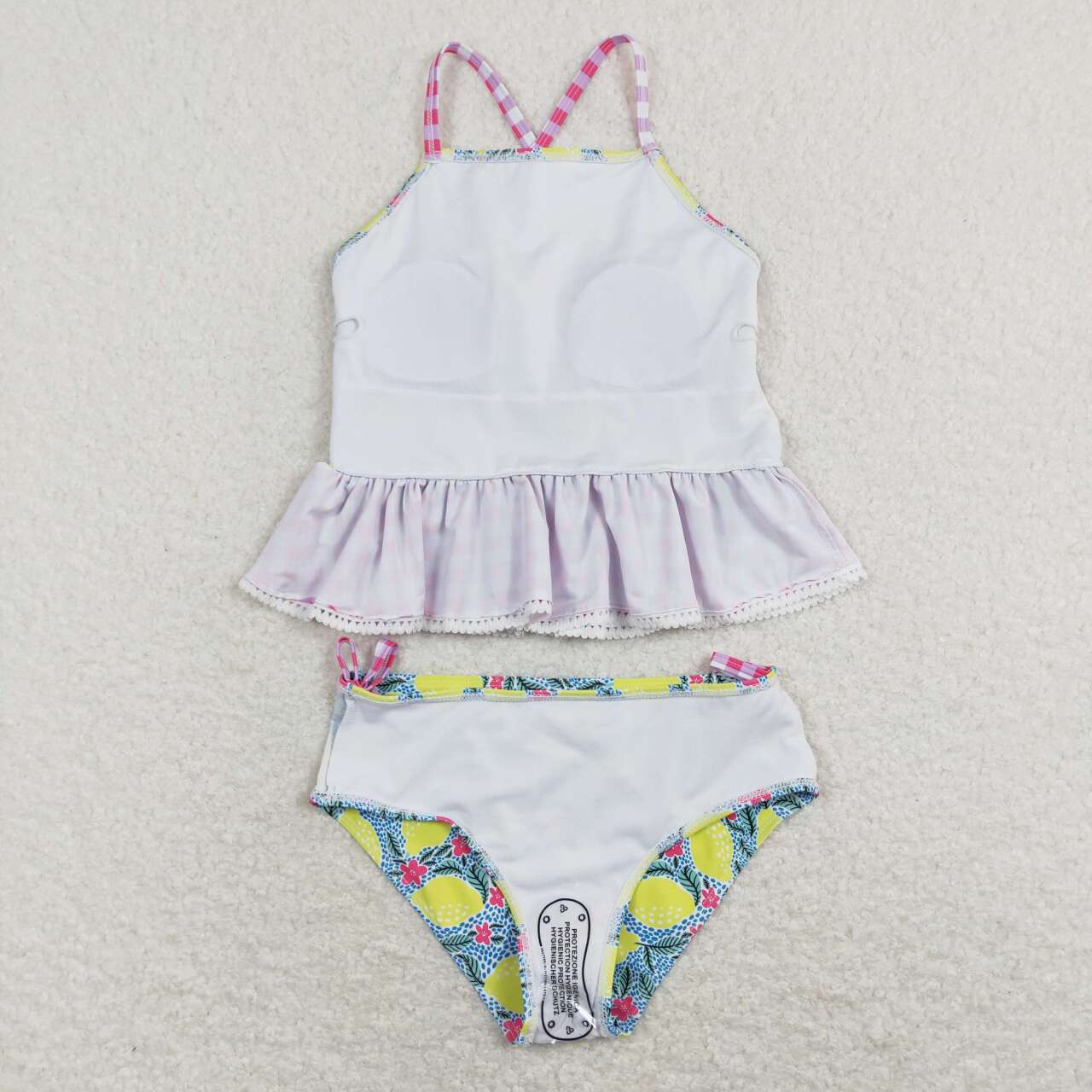 children girls two pieces lemon bathing suit