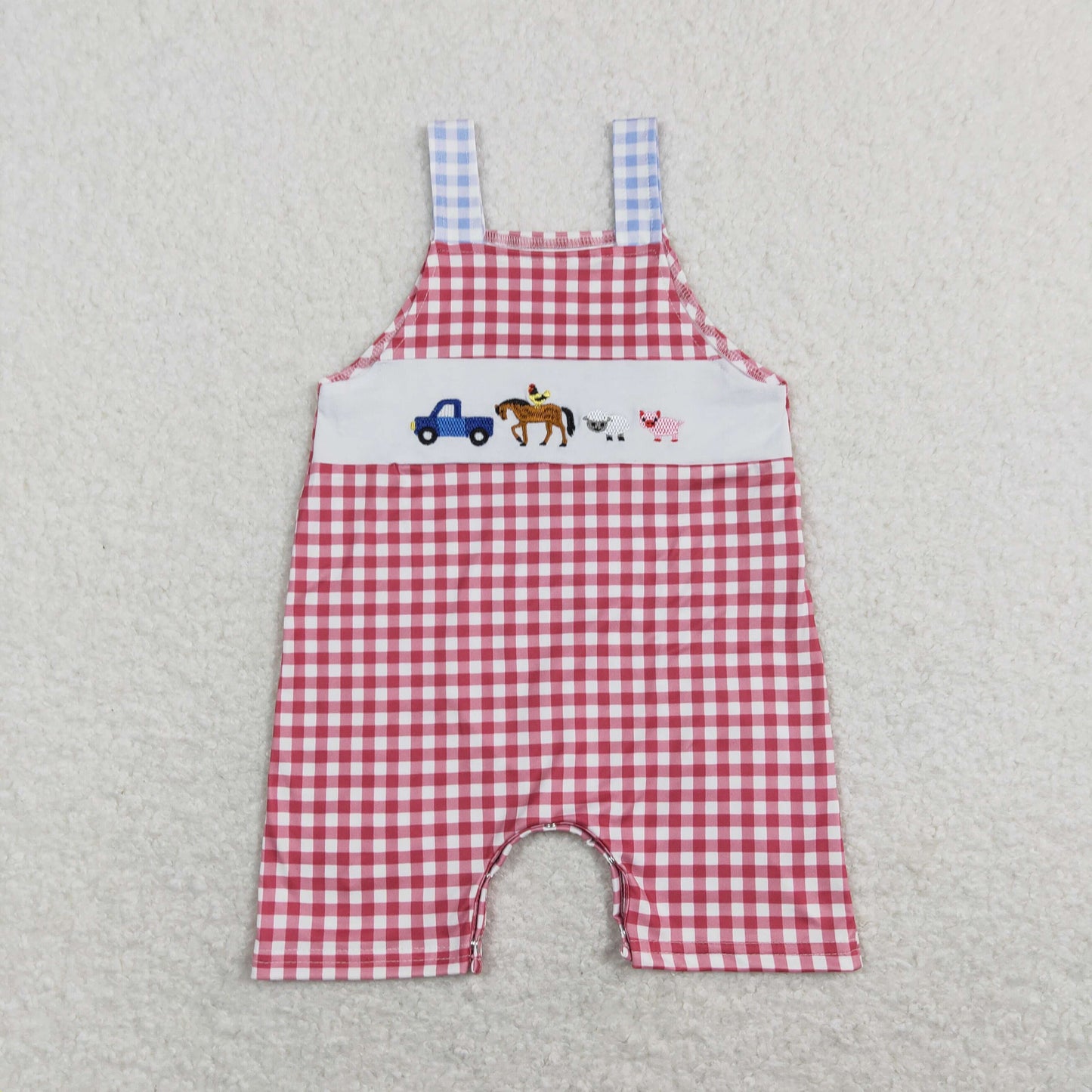 toddle baby boy embroidery farm animal tractor romper