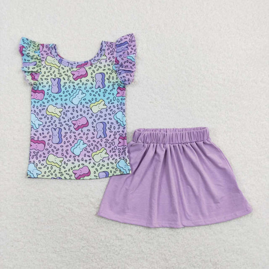 Easter bunny top matching purple skirt outfit