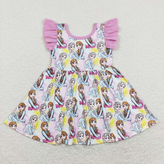 baby girls flutter sleeve cartoon princess dress