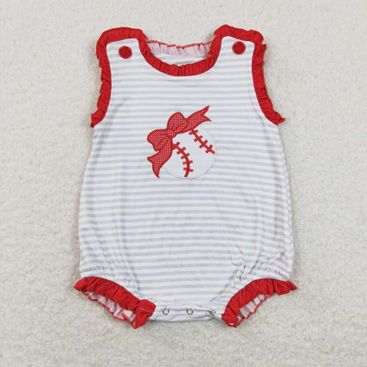 infant toddle baby embroidery  baseball sports romper