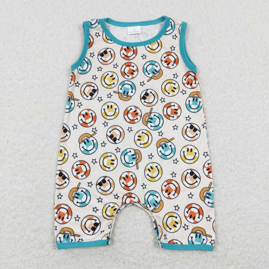 toddle boy smile face checkered romper