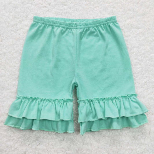 toddle girls solid cotton ruffle shorts