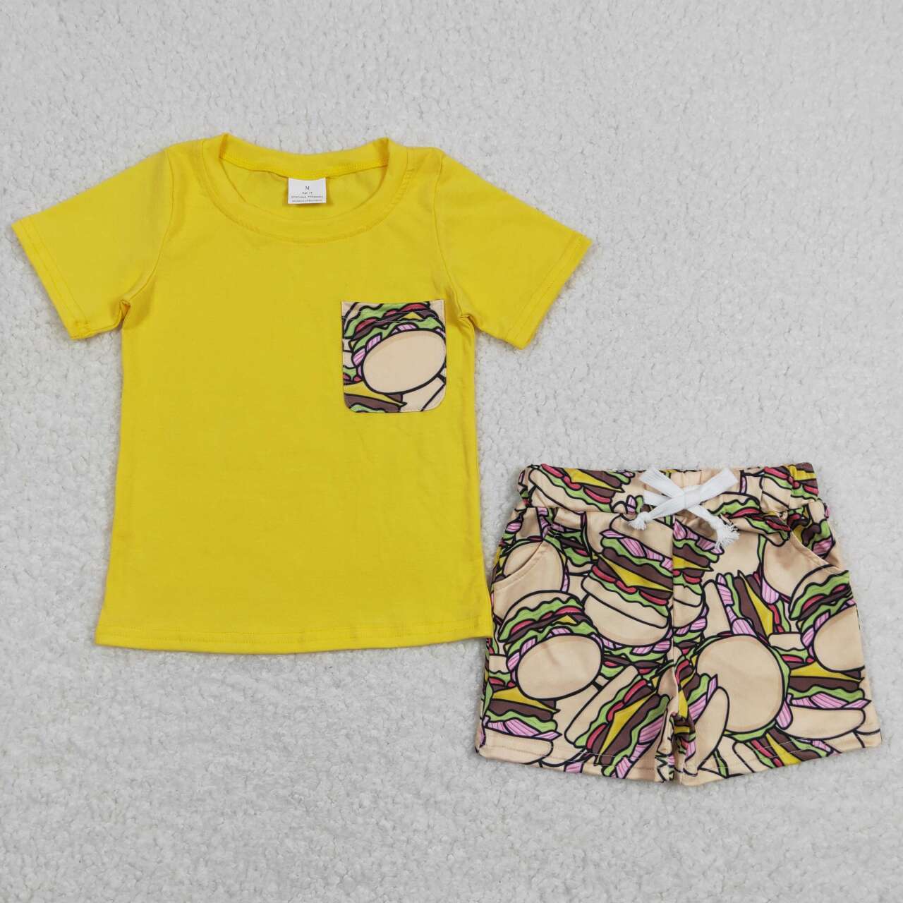 baby boy short sleeve hamburger outfit