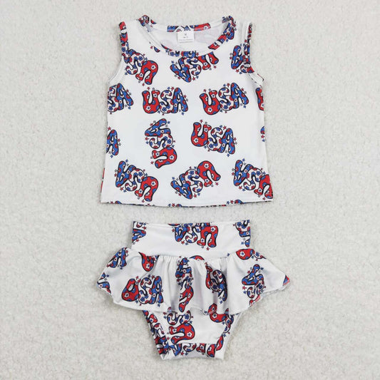 infant toddle baby July 4th USA bummies set