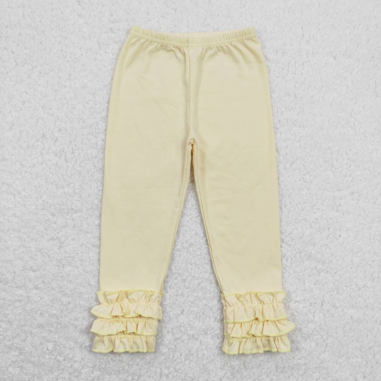 baby girls light yellow cotton ruffle pants