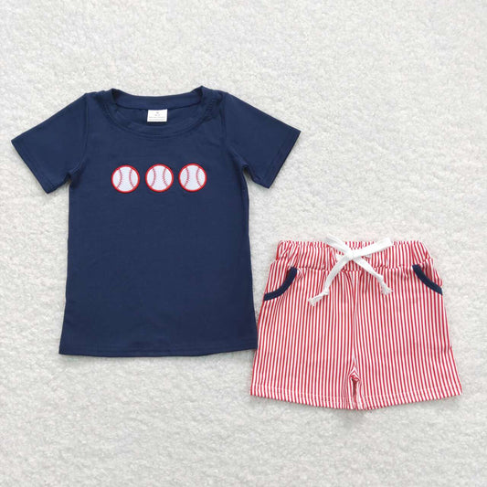 baby boy short sleeve embroidery baseball outfit