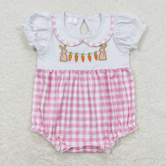 toddle girls Easter bunny blue gingham romper
