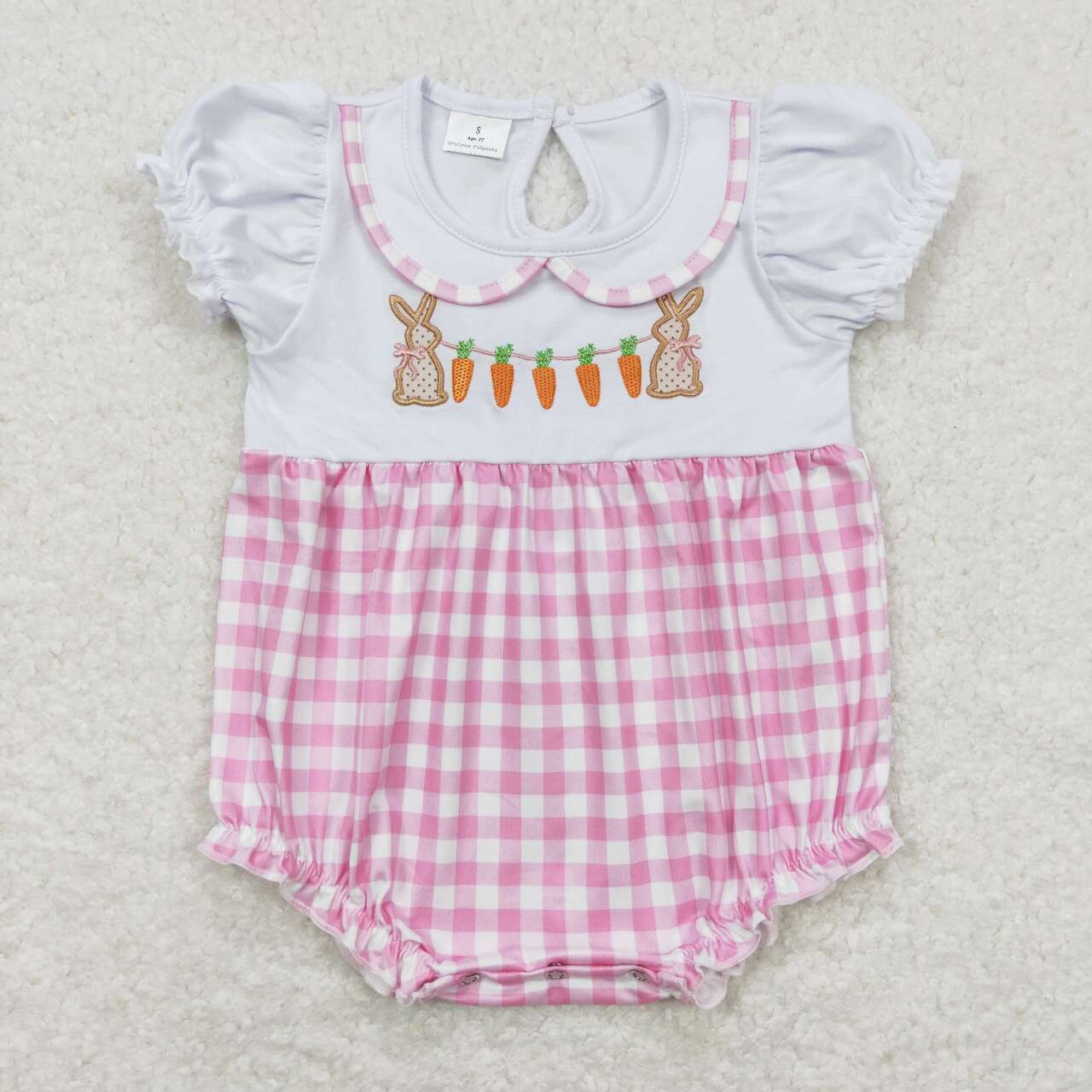 toddle girls Easter bunny blue gingham romper