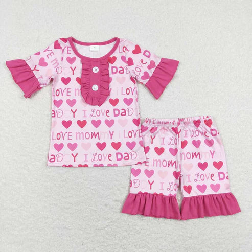 fathers day mothers day I love mommy love daddy sister brother matching outfit