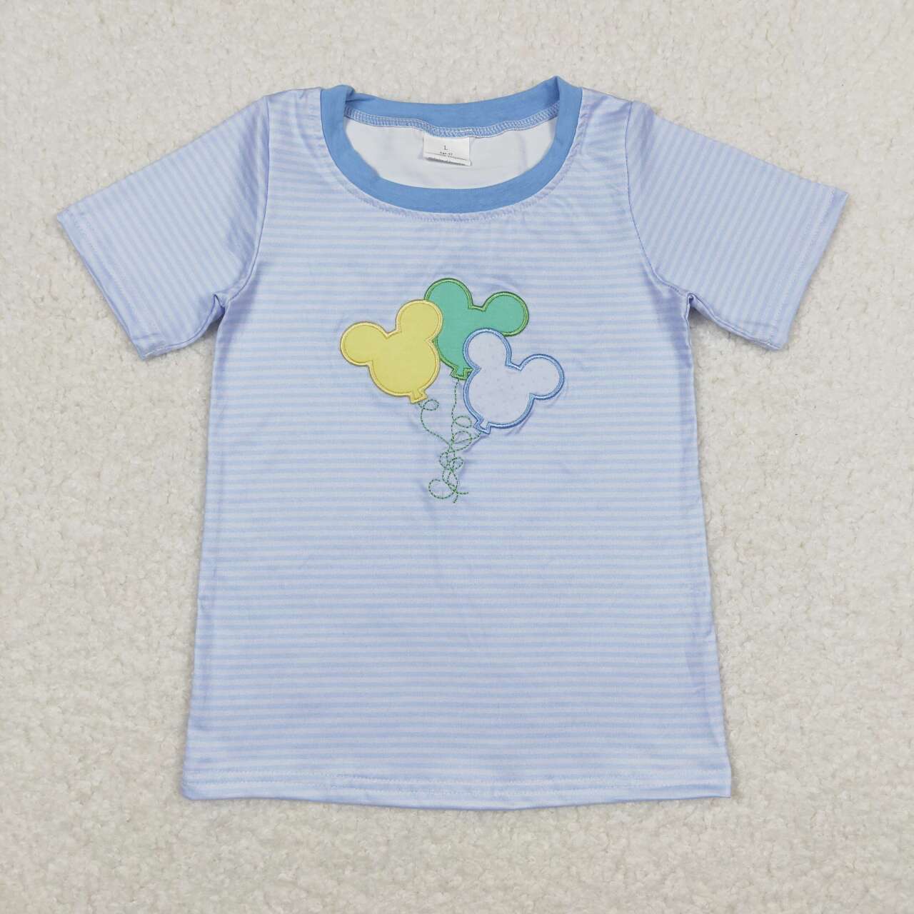 blue stripes boy short sleeve cartoon top