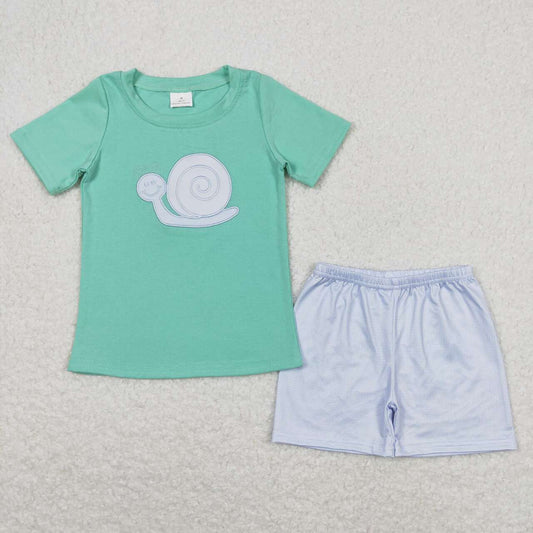 baby boy embroidery snail clothing set