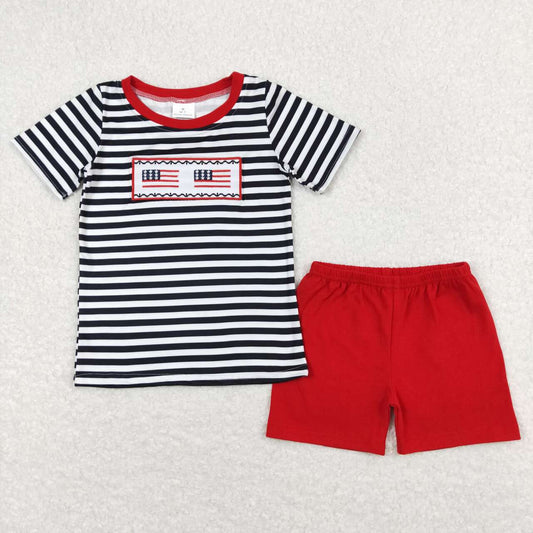 embroidery American flag baby boy outfit