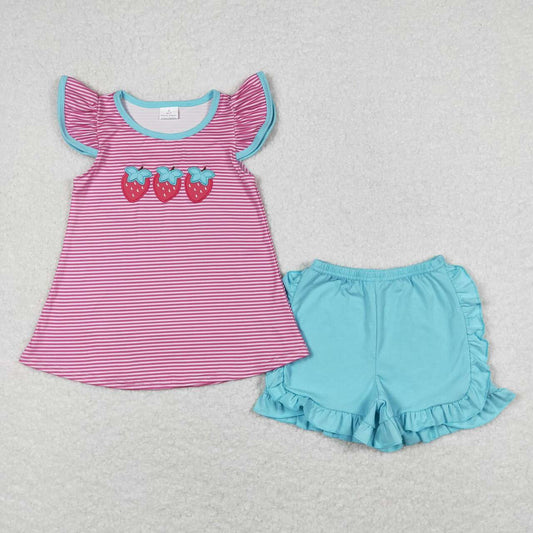 baby girls embroidery strawberry  outfit