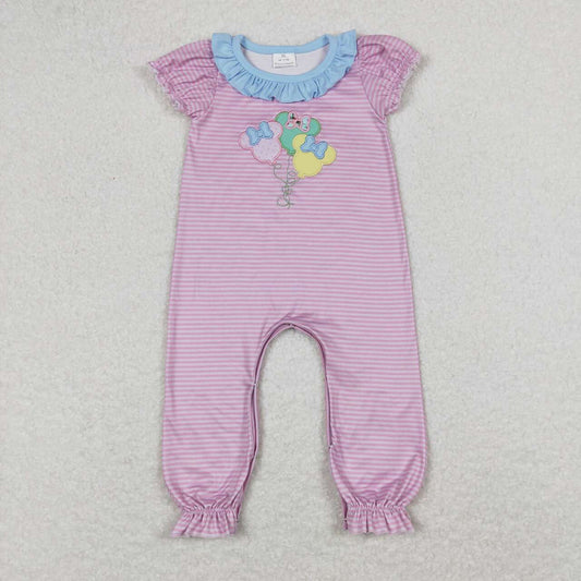 girls pink stripes cartoon baby boy romper