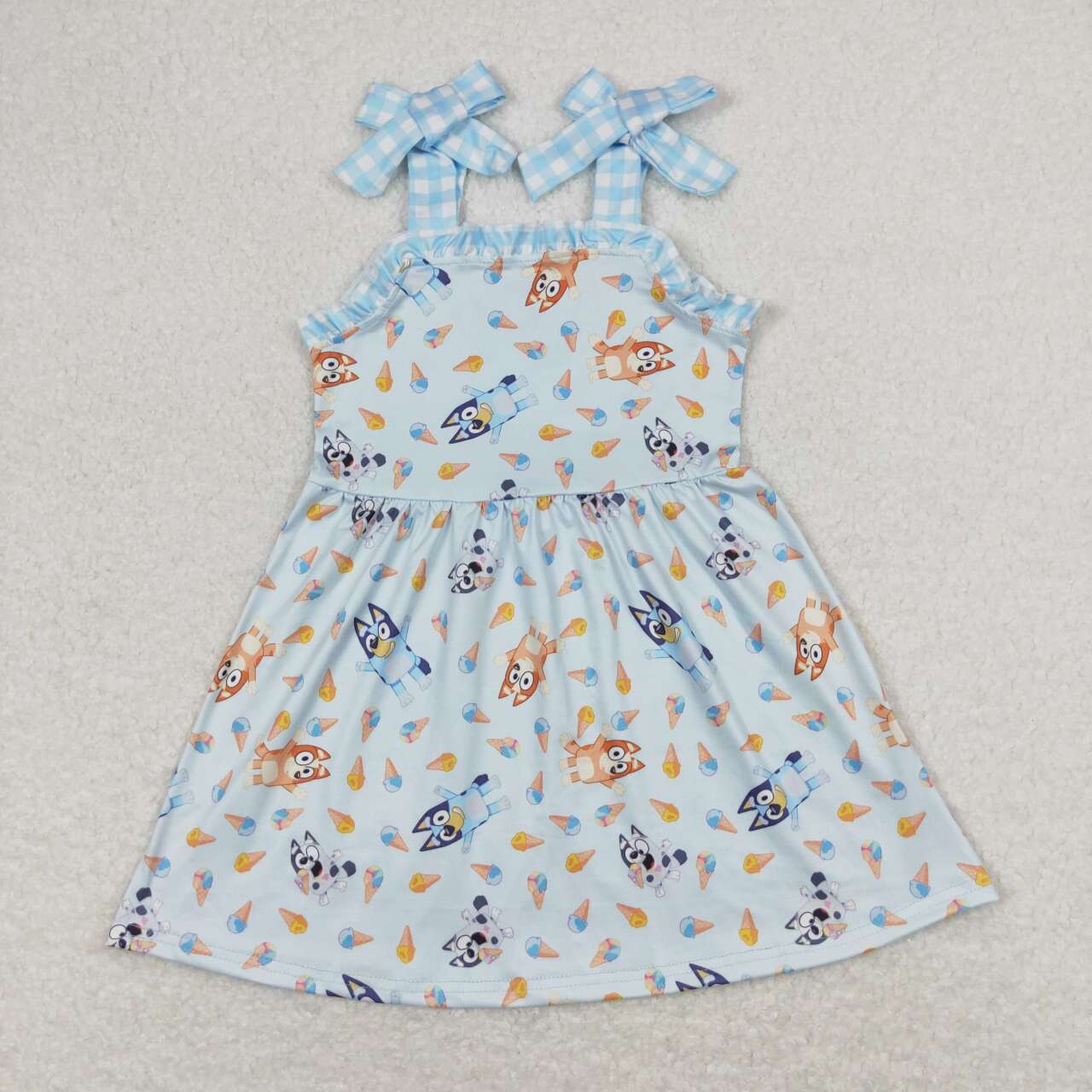 blue cartoon dog girls dress