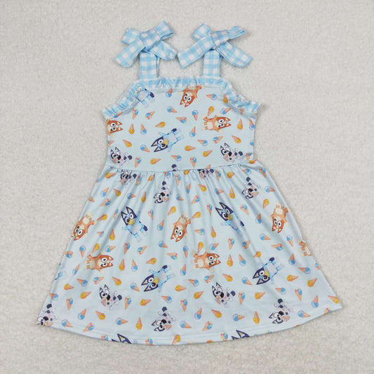 blue cartoon dog girls dress