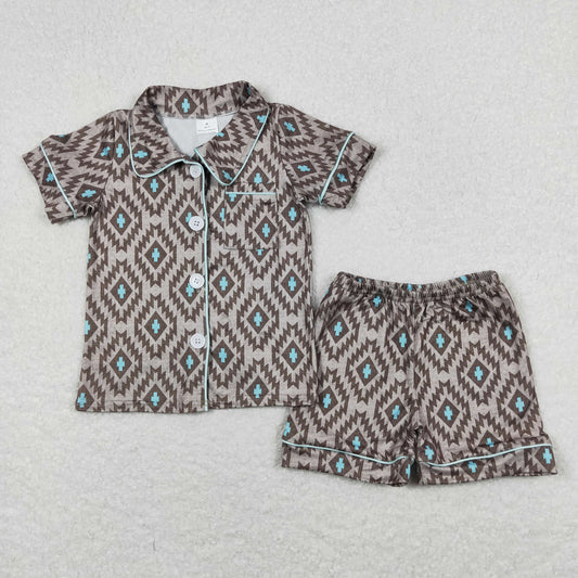boy western aztc short sleeve button down outfit