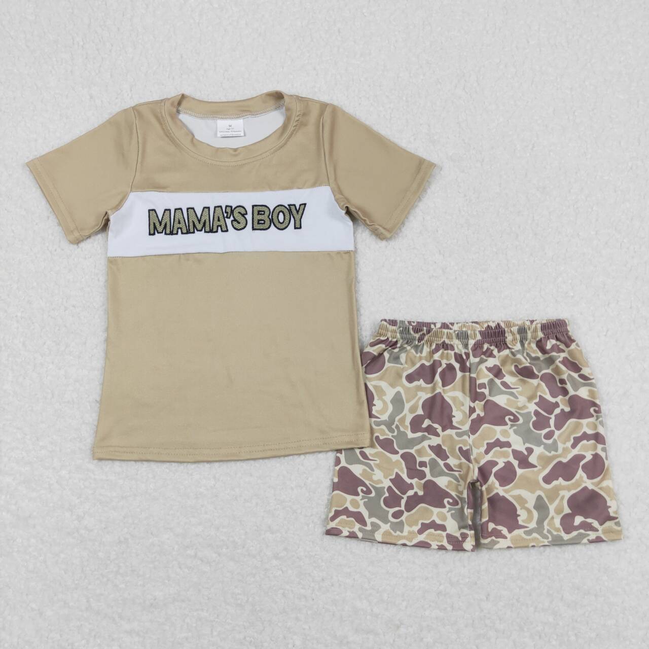 emboridery mamas boy mothers day camo short set