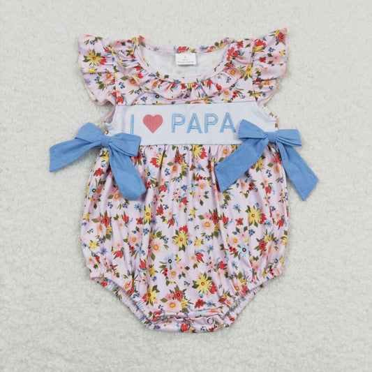 toddle baby girls embroidery  i love papa fathers day floral romper