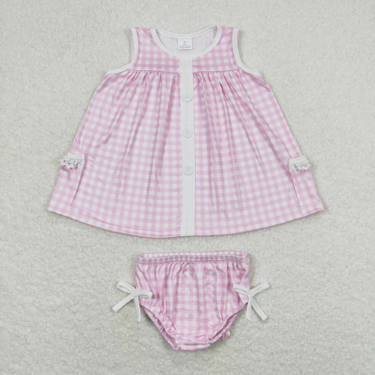 toddle girls pink gingham bummie set