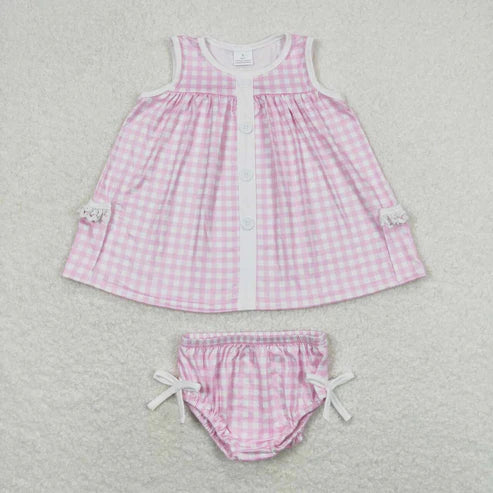 wholesale baby girls best sister checkered bummies set