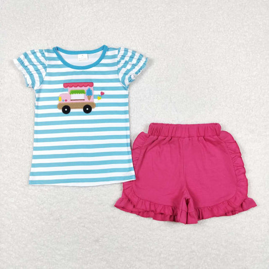 embroidery school car top hot pink shorts outfit