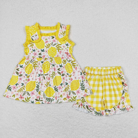 baby girls lemon fruit floral clothing set