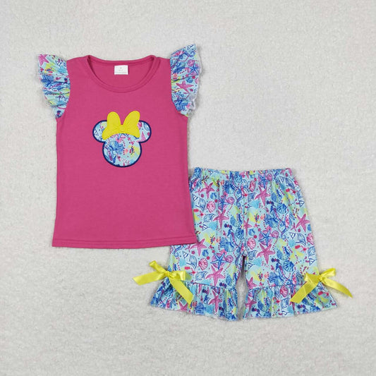 wholesale girls embroidery cartoon boutique clothing set