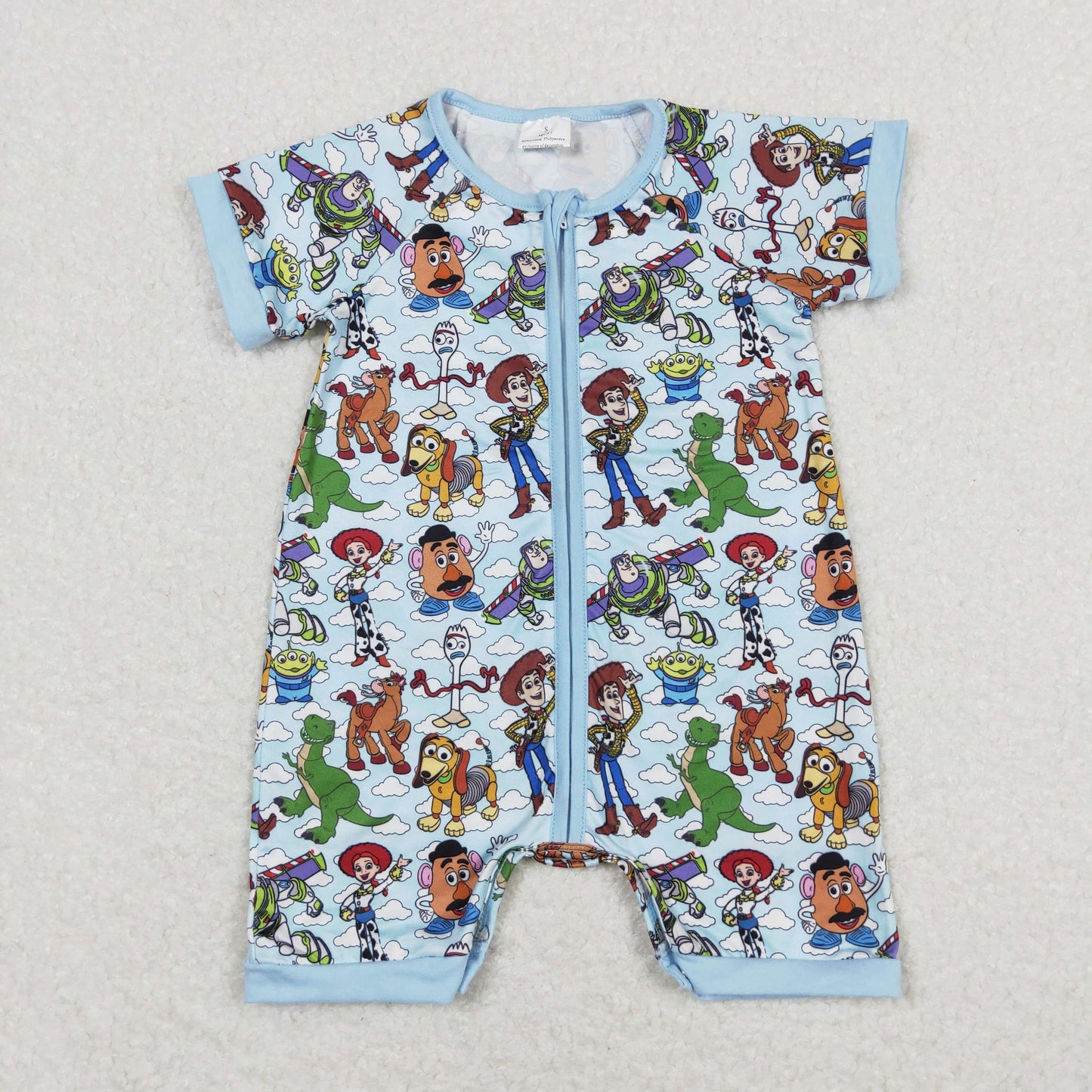 toddle boy story design zip romper