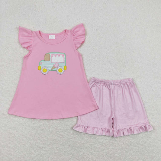 infant toddle girls embroidery popsicle summer clothing set
