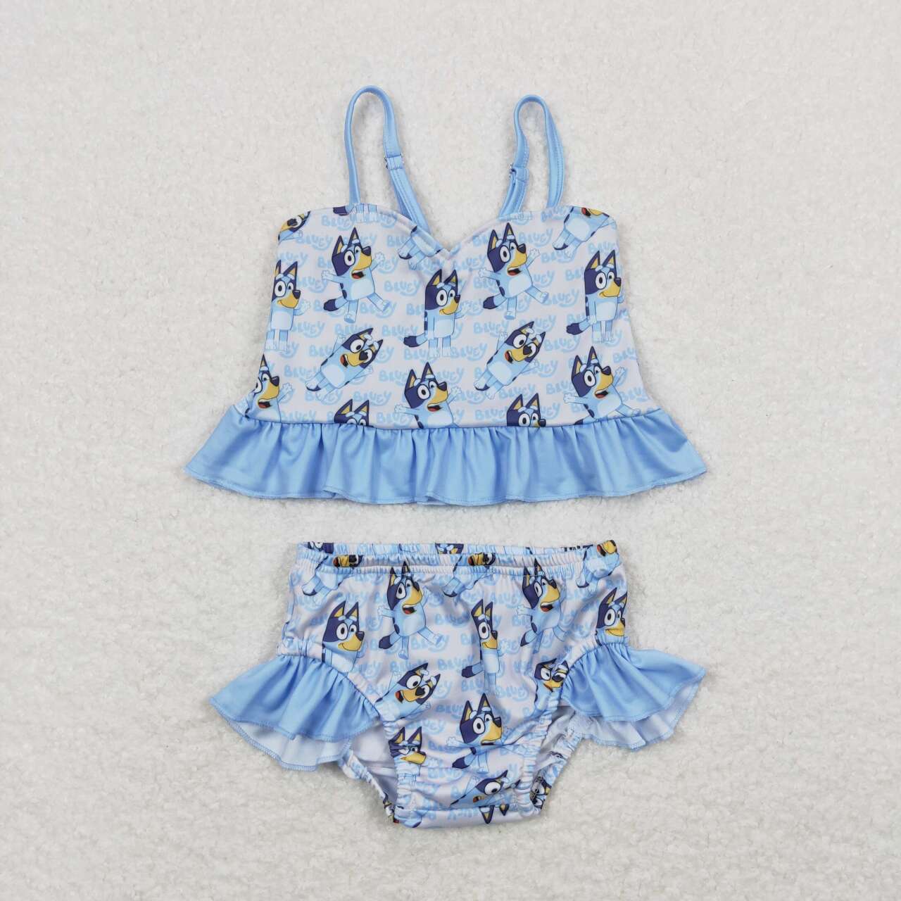 Girls blue cartoon 2pcs bathing suit
