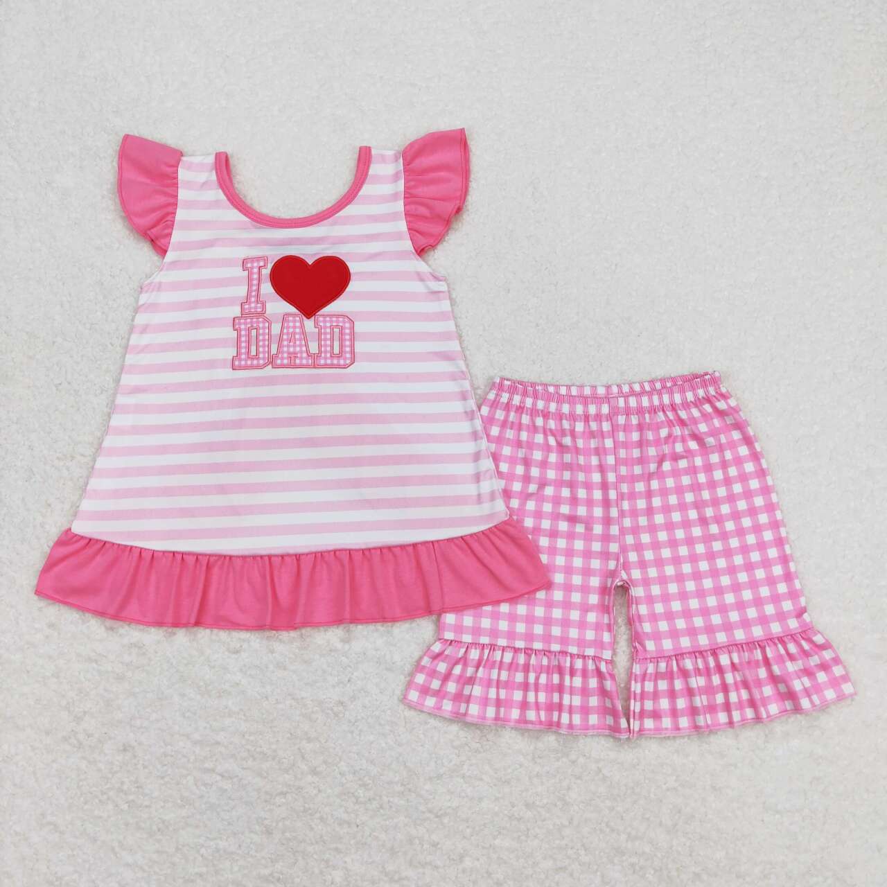 embroidery I love dad father day girls clothes set