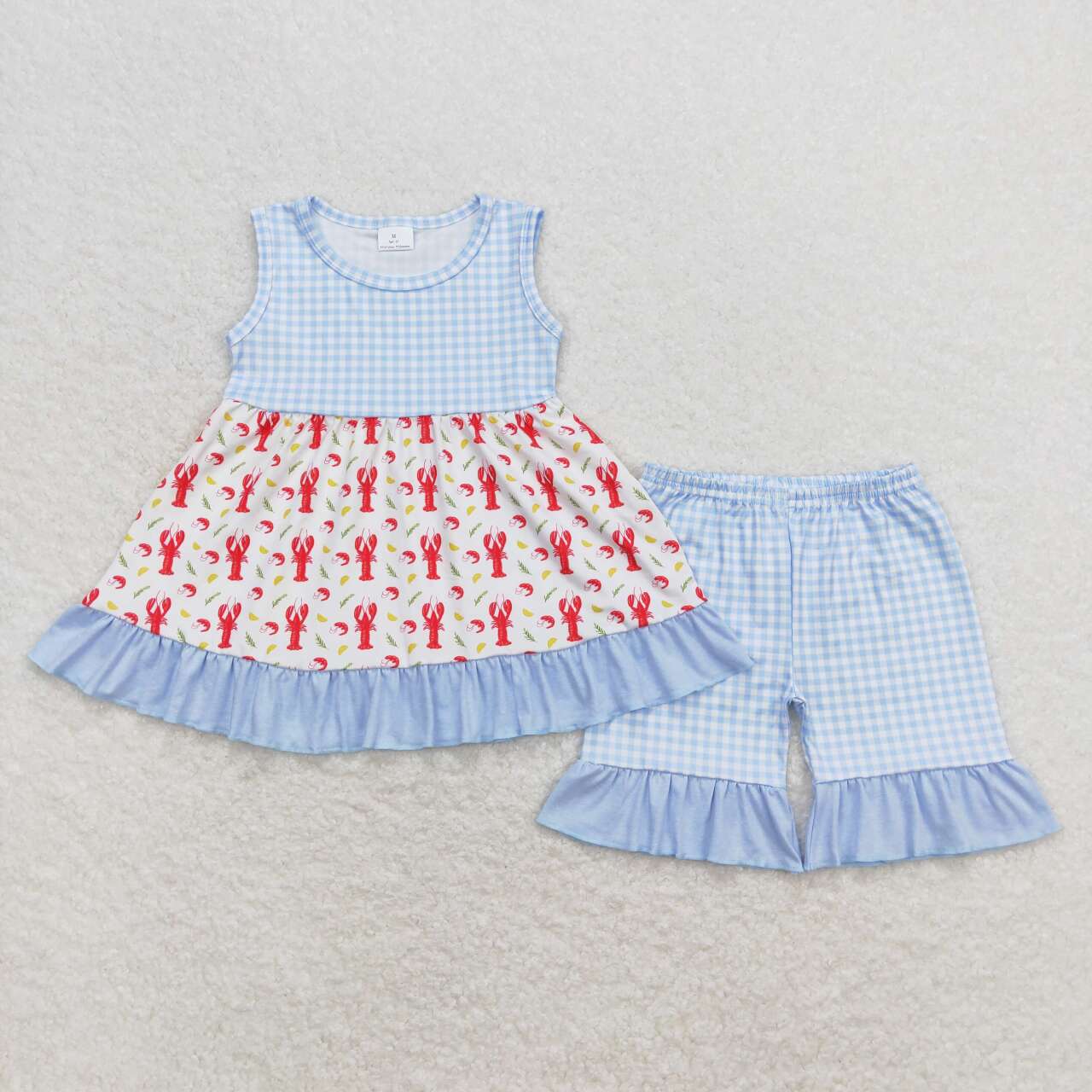 blue gingham crawfish boil outfit