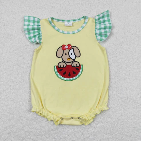 Embroidery watermelon dog sister brother matching sibling set