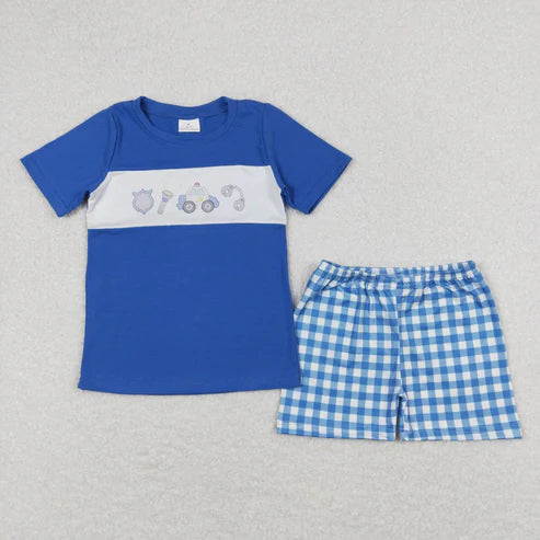 sister brother police design matching clothing set wholesale sibling set