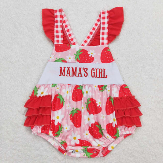 embroidery Mamas girls strawberry bubble romper