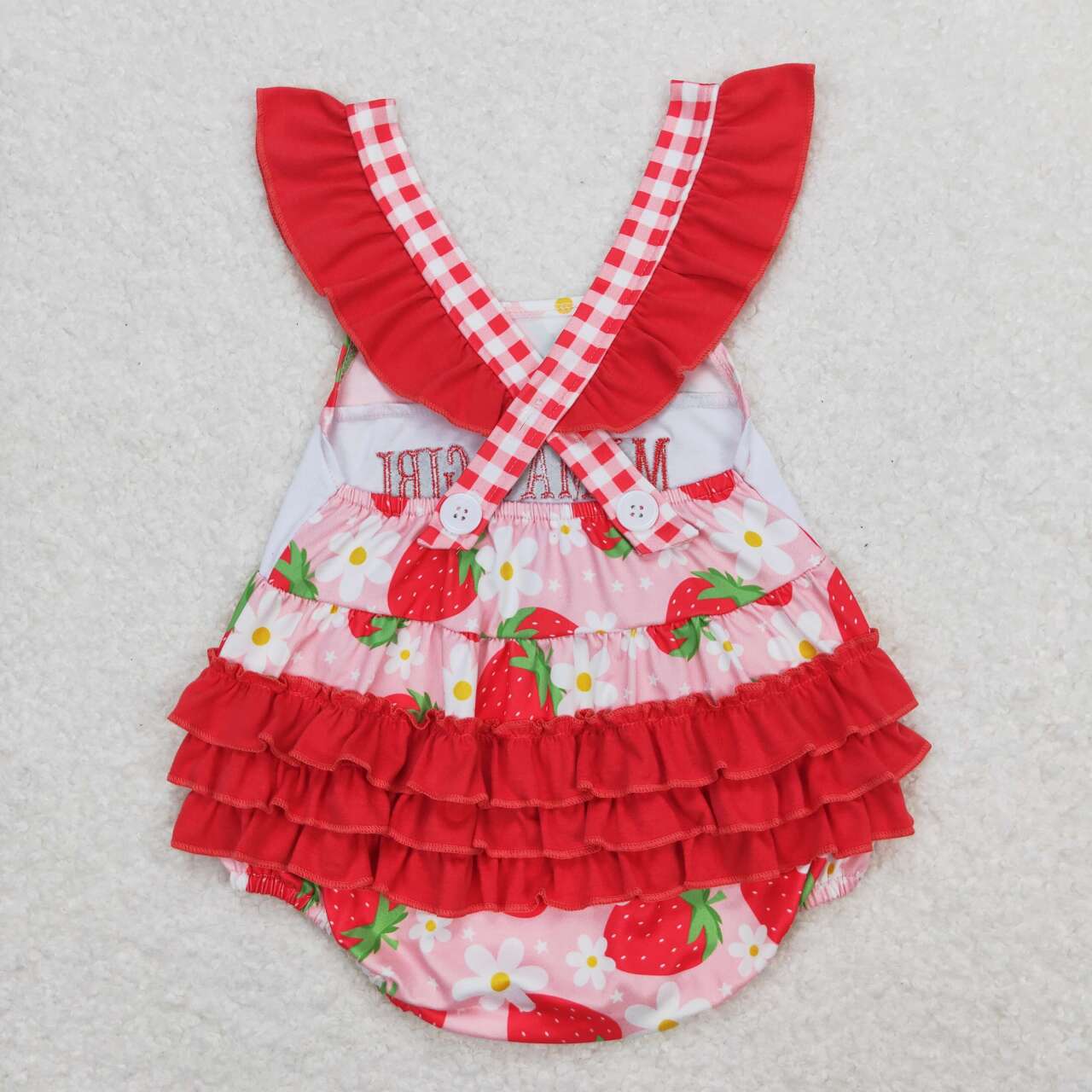 embroidery Mamas girls strawberry bubble romper